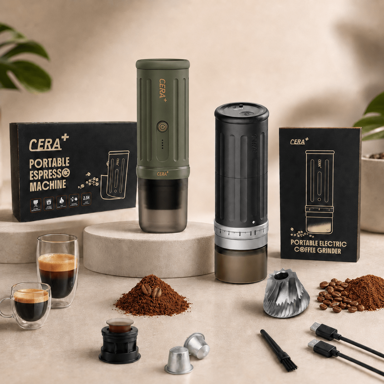 【送料無料・正規品】CERA+最新モデル コーヒーマシン・グラインダーセット【1年保証】 - CERA Plus/セラプラス 日本公式・正規代理店